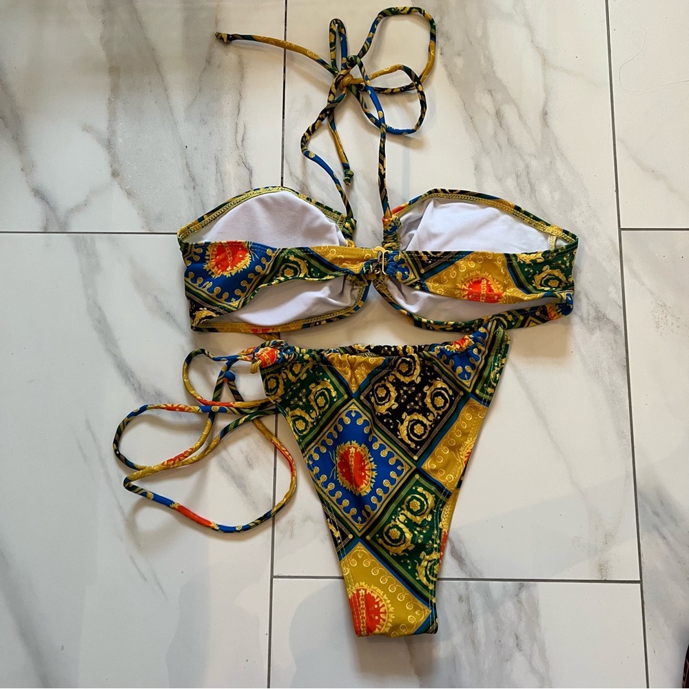 Trendy Paisley Print Patchwork Adjustable Halter … - image 3